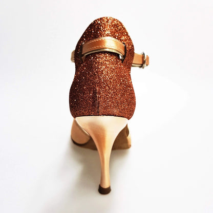 Scarpa donna Wishdance ELIDE (401) in raso seta carne e glitter tan, con design elegante e dettaglio brillante.