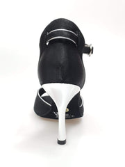 Carica immagine nella Galleria, Wishdance Fascino - Scarpa da Donna in Raso Nero con Profili Argento
