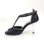 Carica immagine nella Galleria, Wishdance Fascino - Scarpa da Donna in Raso Nero con Profili Argento
