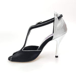 Carica immagine nella Galleria, Wishdance Fascino - Scarpa da Donna in Raso Nero e Lurex Argento
