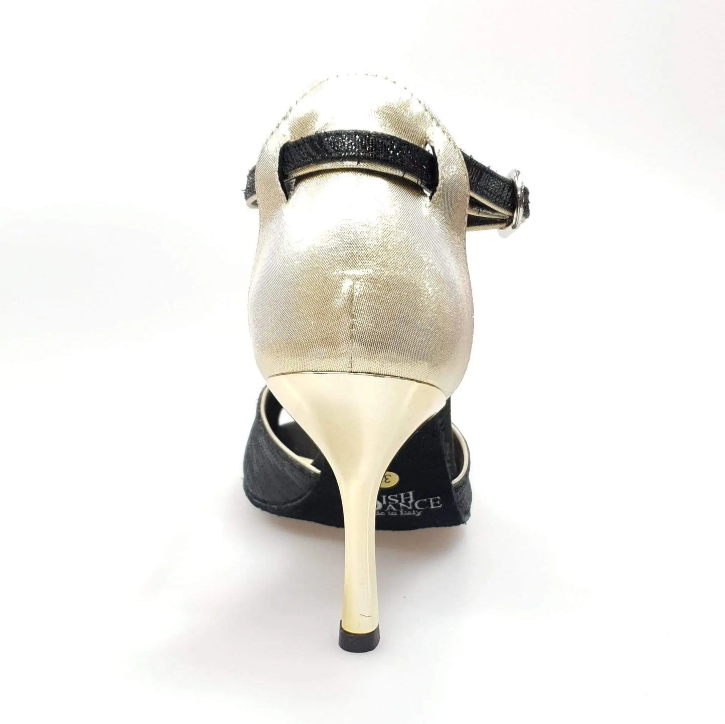 Scarpa da donna Wishdance Fascino (401) in Sofia nero e lurex oro, con dettagli eleganti e suola comoda.