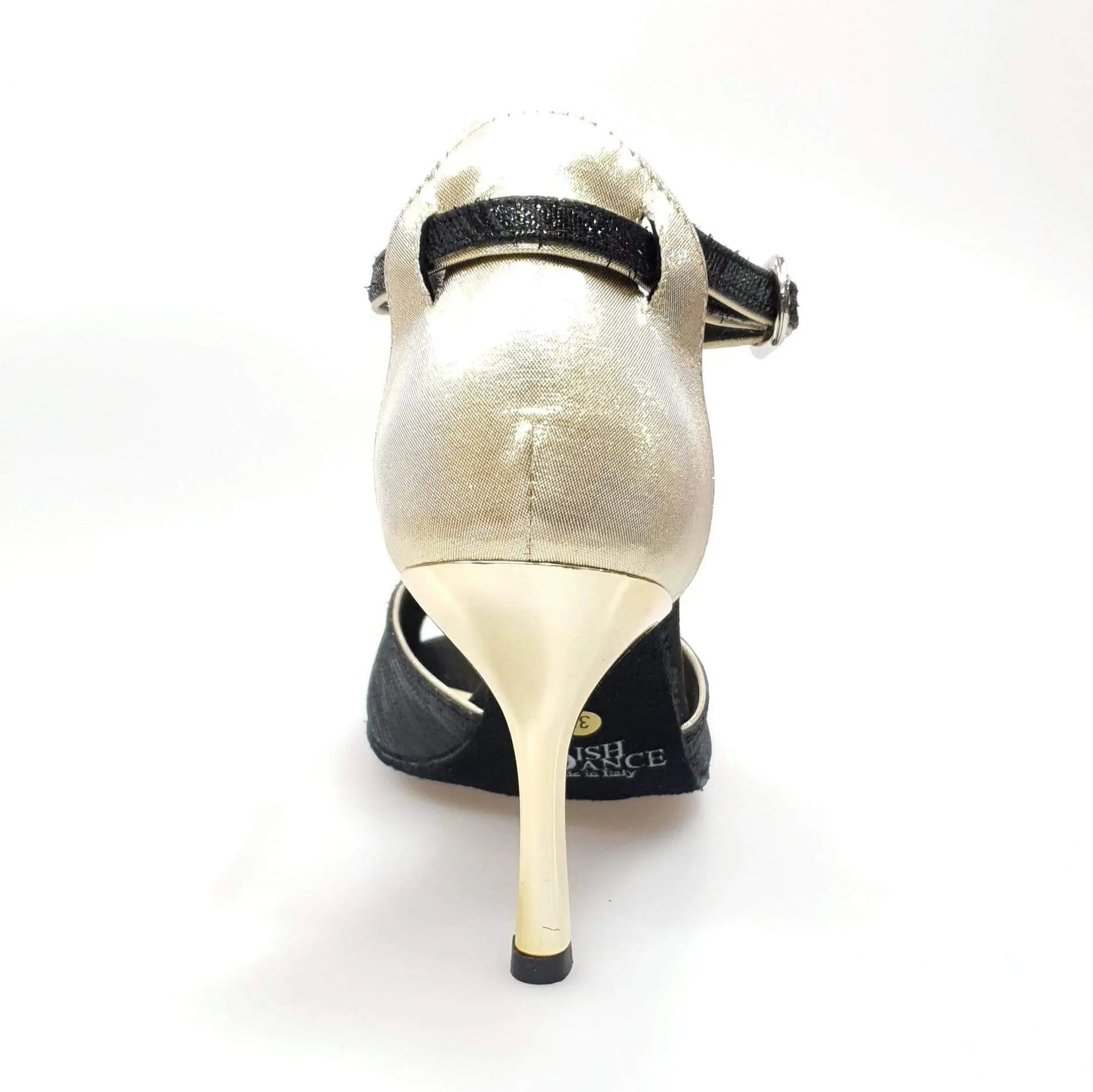 Scarpa da donna Wishdance Fascino (401) in Sofia nero e lurex oro, con dettagli eleganti e suola comoda.