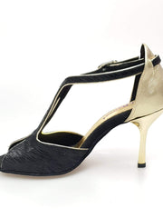 Carica immagine nella Galleria, Wishdance Fascino - Scarpa da Donna in Sofia Nero e Lurex Oro
