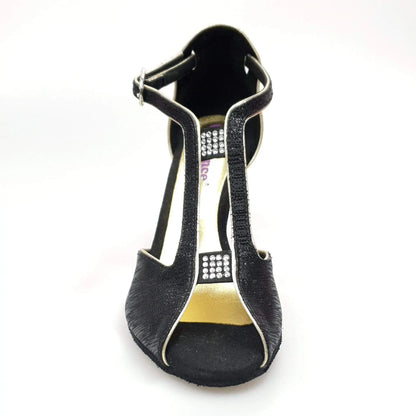 Scarpa da donna Wishdance Fascino (401) in Sofia nero con dettagli lurex oro, elegante e brillante.