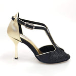 Carica immagine nella Galleria, Wishdance Fascino - Scarpa da Donna in Sofia Nero e Lurex Oro
