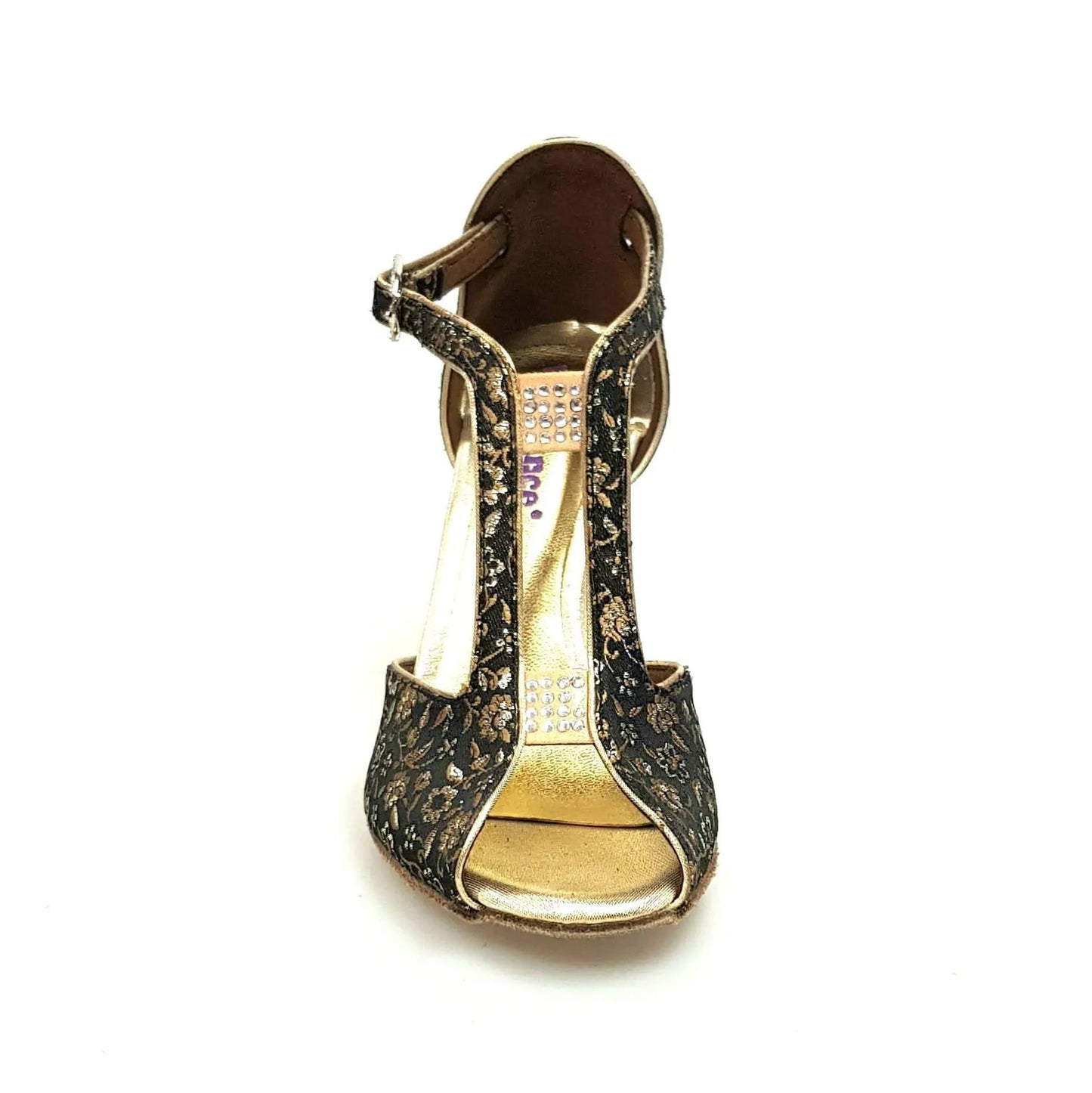 Scarpa da donna Wishdance Fascino (401) in tessuto veneziano fiorato oro con design elegante e dettagli raffinati.