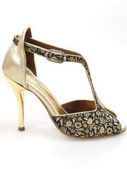 Carica immagine nella Galleria, Wishdance Fascino - Scarpa da Donna in tessuto Fiorato Oro e Lurex Oro
