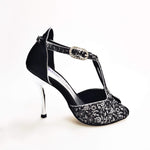 Load image into Gallery viewer, Wishdance Fascino - Scarpa da Donna in tessuto Fiorato Silver e Lurex Nero
