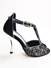 Carica immagine nella Galleria, Wishdance Fascino - Scarpa da Donna in tessuto Fiorato Silver e Lurex Nero
