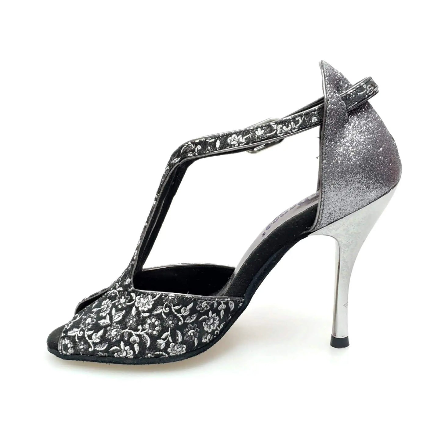 Scarpa donna Wishdance Fascino (401) in tessuto veneziano fiorato silver con tallone in glitter, stile elegante e moderno