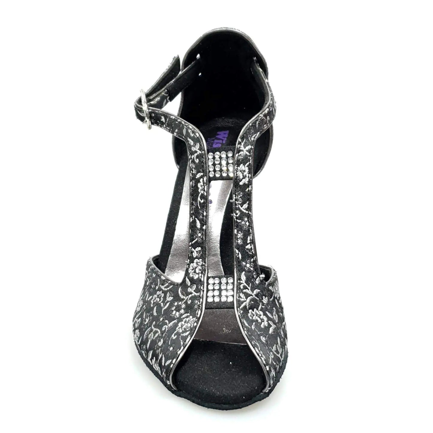 Scarpa donna Wishdance Fascino (401) in tessuto veneziano fiorato silver con tacco glitter, elegante e alla moda.