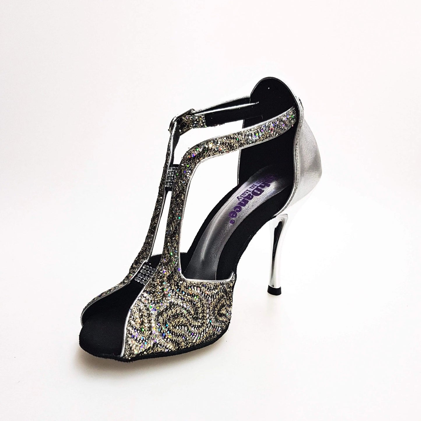Scarpa da donna Wishdance Fascino (401) in tessuto lace e lurex argento, elegante e brillante.