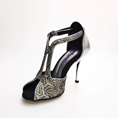 Scarpa da donna Wishdance Fascino (401) in tessuto lace e lurex argento, elegante e brillante.