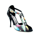 Load image into Gallery viewer, Wishdance Fascino - Scarpa da Donna in tessuto Picasso Nero e Tallone Lurex Nero
