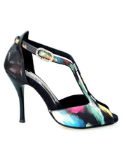 Carica immagine nella Galleria, Wishdance Fascino - Scarpa da Donna in tessuto Picasso Nero e Tallone Lurex Nero
