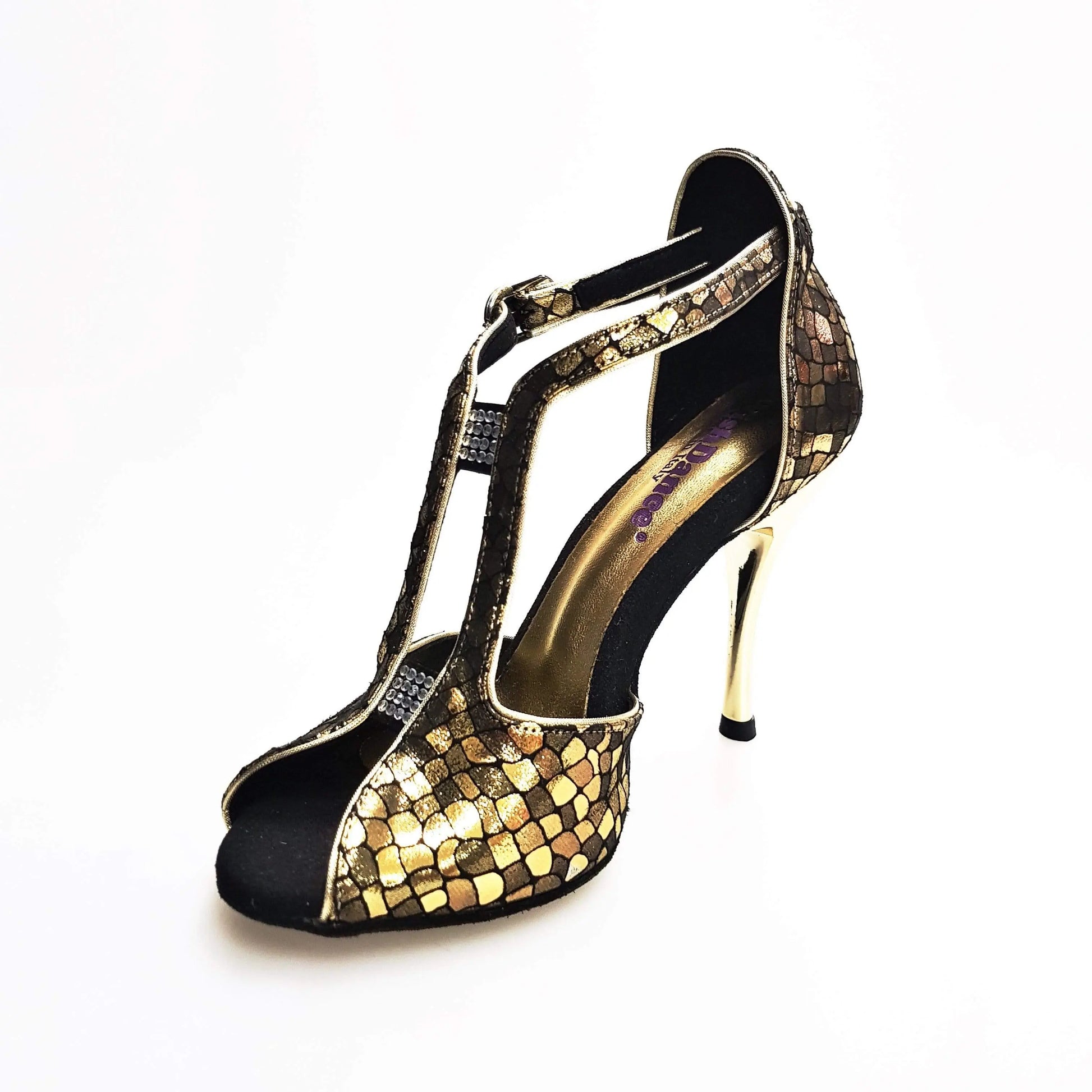 Scarpa da donna Wishdance Fascino (401) in tessuto con motivo scala oro, elegante e comoda per ogni occasione.