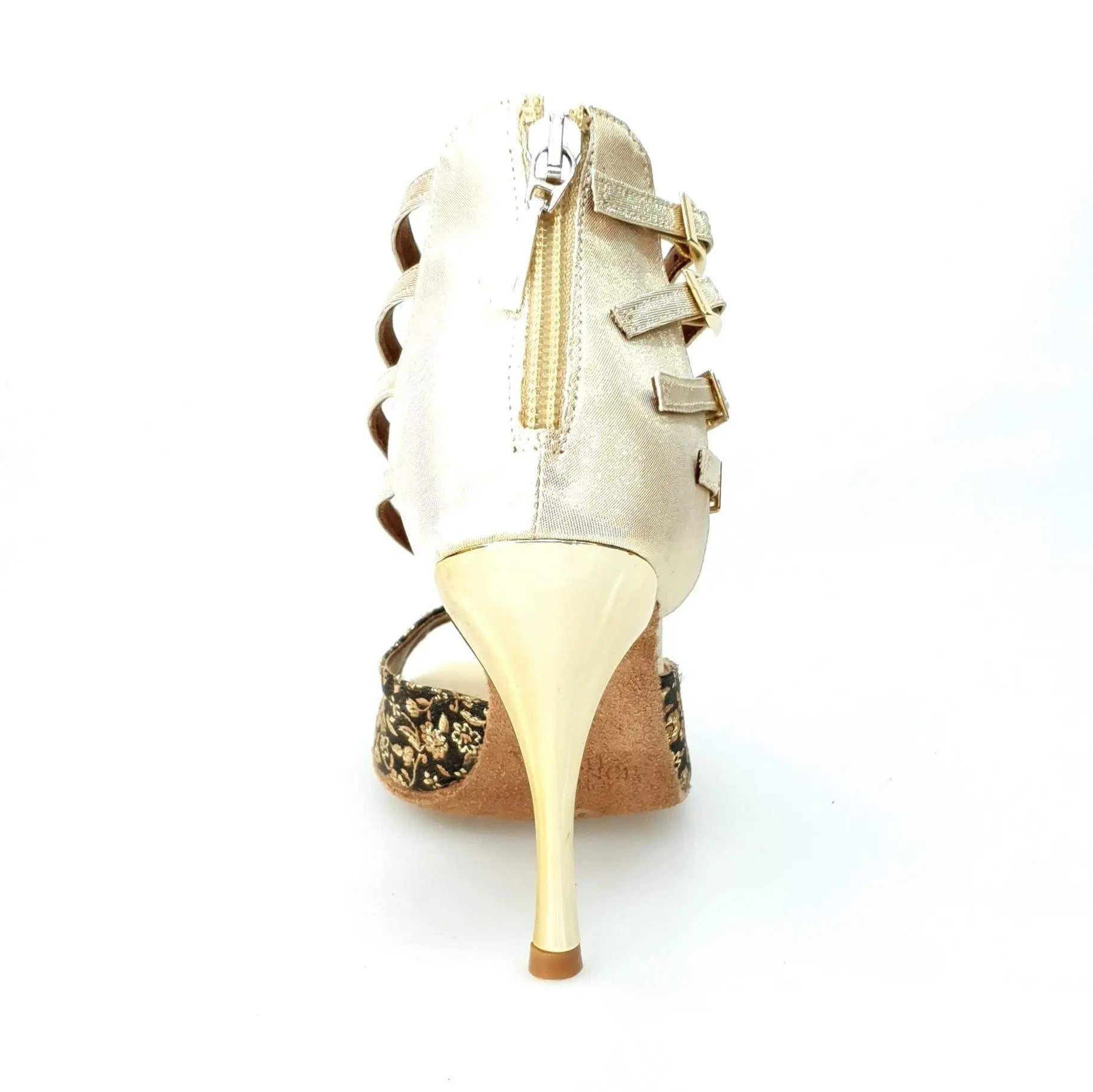 Scarpa donna Wishdance Lussuria 779 in ricamo veneziano fiorato oro con tallone in lurex oro e tacco slim elegante