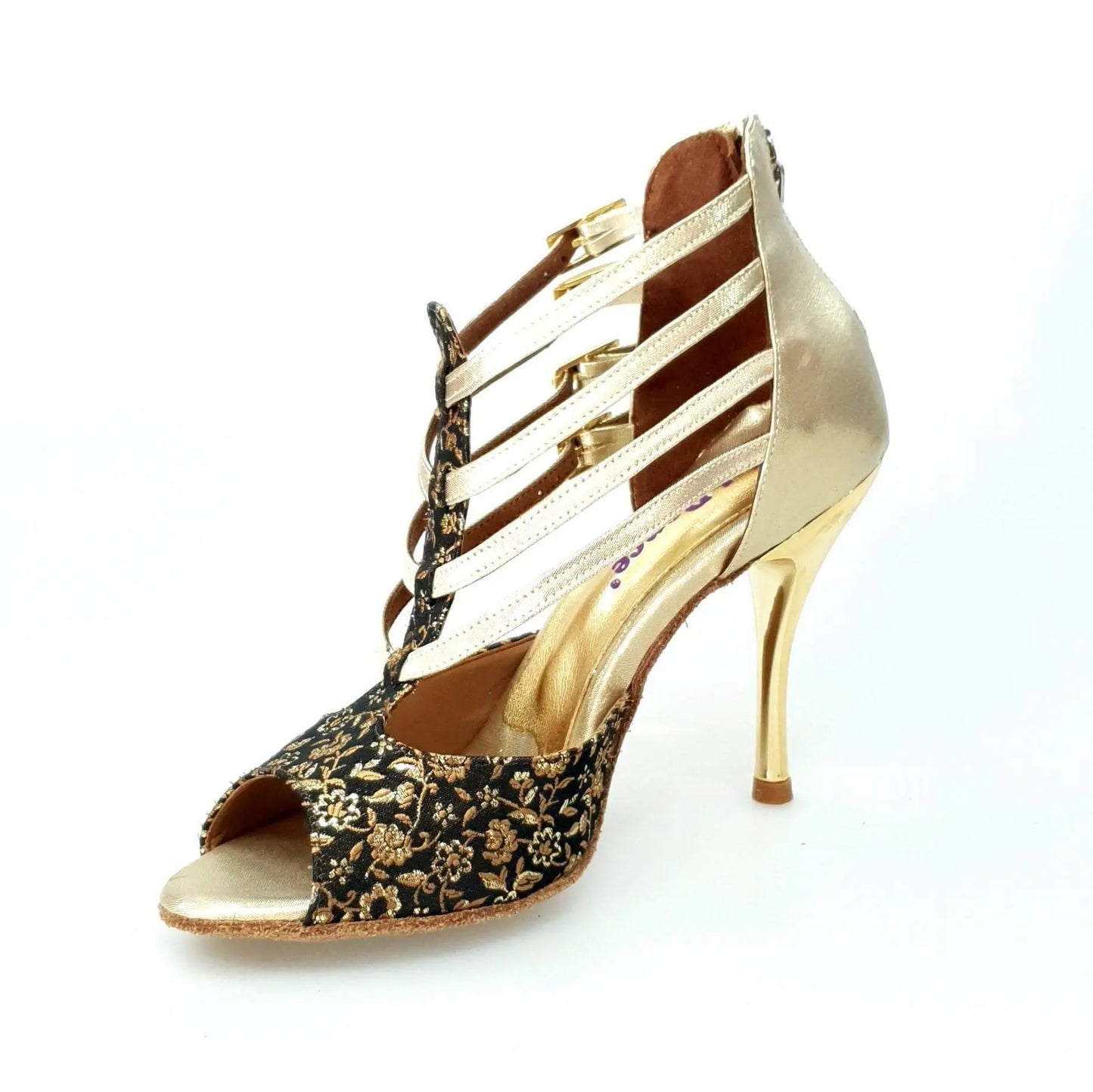 Scarpa da donna Wishdance Lussuria (779) in ricamo veneziano oro con tallone in lurex oro e tacco slim, dettagli eleganti