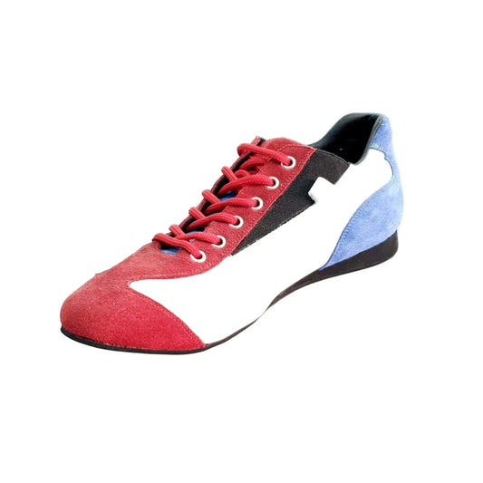Sneaker Bandera Cubana Camoscio rosso Camoscio Blu Royal e Pelle Bianca Extraconfort CAMAGUEY Wish Dance, vista laterale