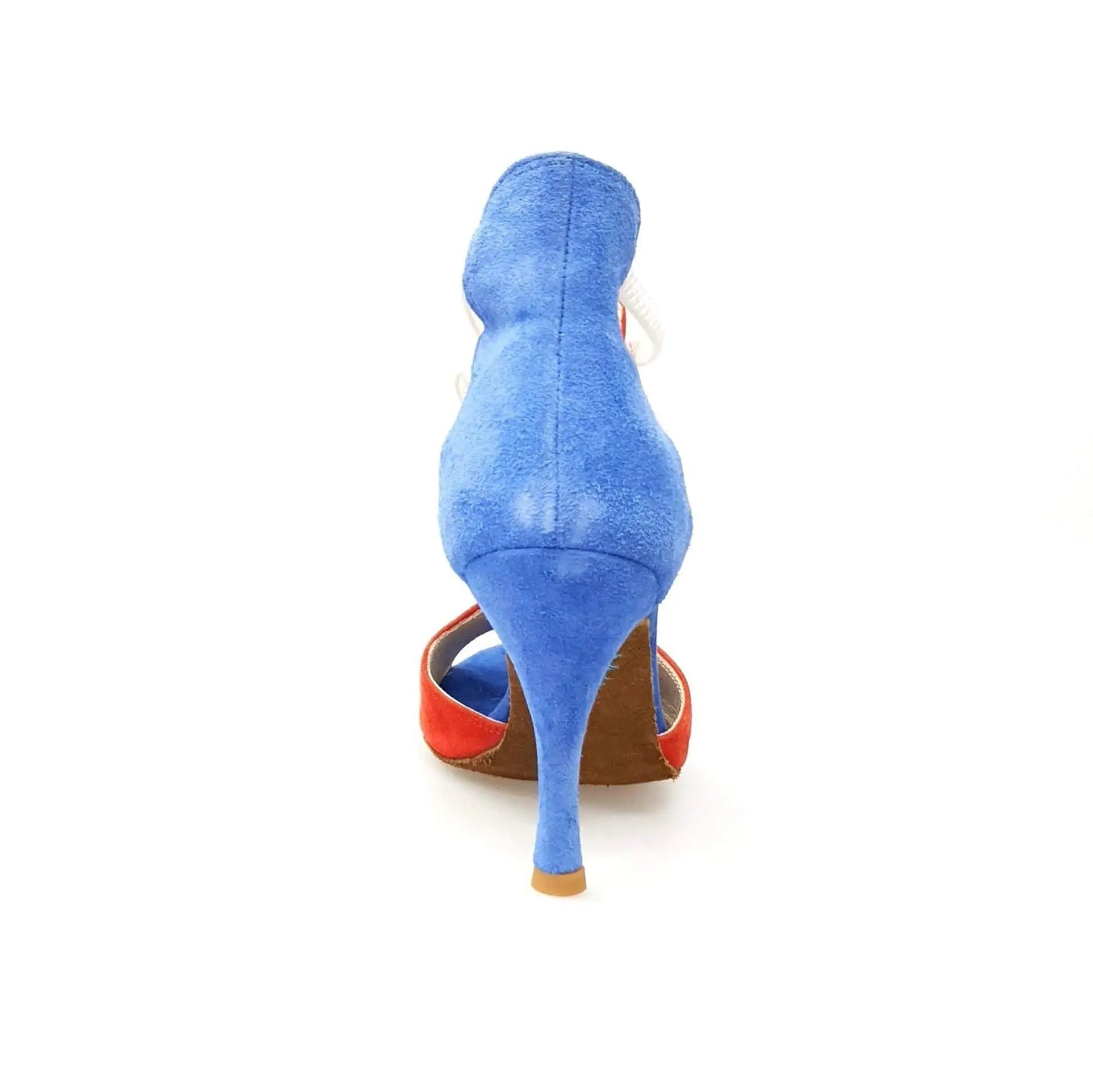 Sandalo da donna Wish Dance Lilith in camoscio rosso e blu, stile bandiera di Cuba, con cinturino e suola piatta.