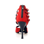 Carica immagine nella Galleria, Lussuria (779) - Scarpa da Donna in Camoscio Rosso con Tacco Slim Smaltato Nero sottopiede Camoscio Nero
