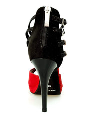 Carica immagine nella Galleria, Wishdance Lussuria - Scarpa da Donna in Camoscio Rosso e Nero con Tacco a Spillo e Plateau
