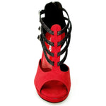 Load image into Gallery viewer, Wishdance Lussuria - Scarpa da Donna in Camoscio Rosso e Nero con Tacco a Spillo e Plateau
