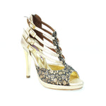 Carica immagine nella Galleria, Wishdance Lussuria - Scarpa da Donna in Ricamo Veneziano Fiorato Oro con Tacco a Spillo e Plateau
