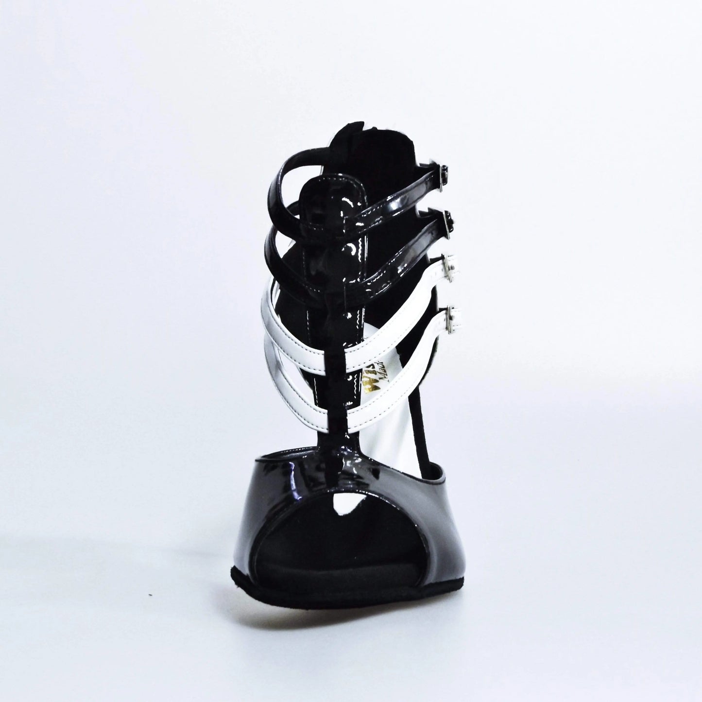 Scarpa da donna Wishdance Malon 779 in vernice nera e bianca con tacco a stiletto elegante e raffinato.