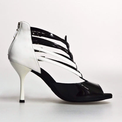 Scarpa da donna Wishdance Malon (779) in vernice nera e bianca con tacco a stiletto, dettagli eleganti e stile sofisticato
