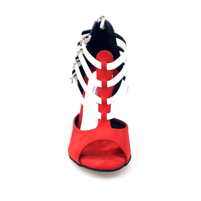 Scarpe da ballo Wishdance Lussuria in camoscio con colori cubani e tacco slim, dettagli eleganti e stile raffinato