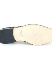 Load image into Gallery viewer, Wishdance Mocassino Jack Sparrow in Camoscio nero Swarovski Neri incastonati con Borchie dorate e Fondo Cuoio Premium
