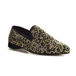 Load image into Gallery viewer, Wishdance Mocassino Leopard in Camoscio nero lavorazione Swarovski e borchie

