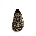 Load image into Gallery viewer, Wishdance Mocassino Leopard in Camoscio nero lavorazione Swarovski e borchie
