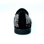 Load image into Gallery viewer, Wishdance Mocassino Lyon Camoscio Nero miniborchie Nere e Argento
