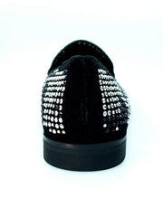 Carica immagine nella Galleria, Wishdance Mocassino Lyon Camoscio Nero miniborchie Nere e Argento
