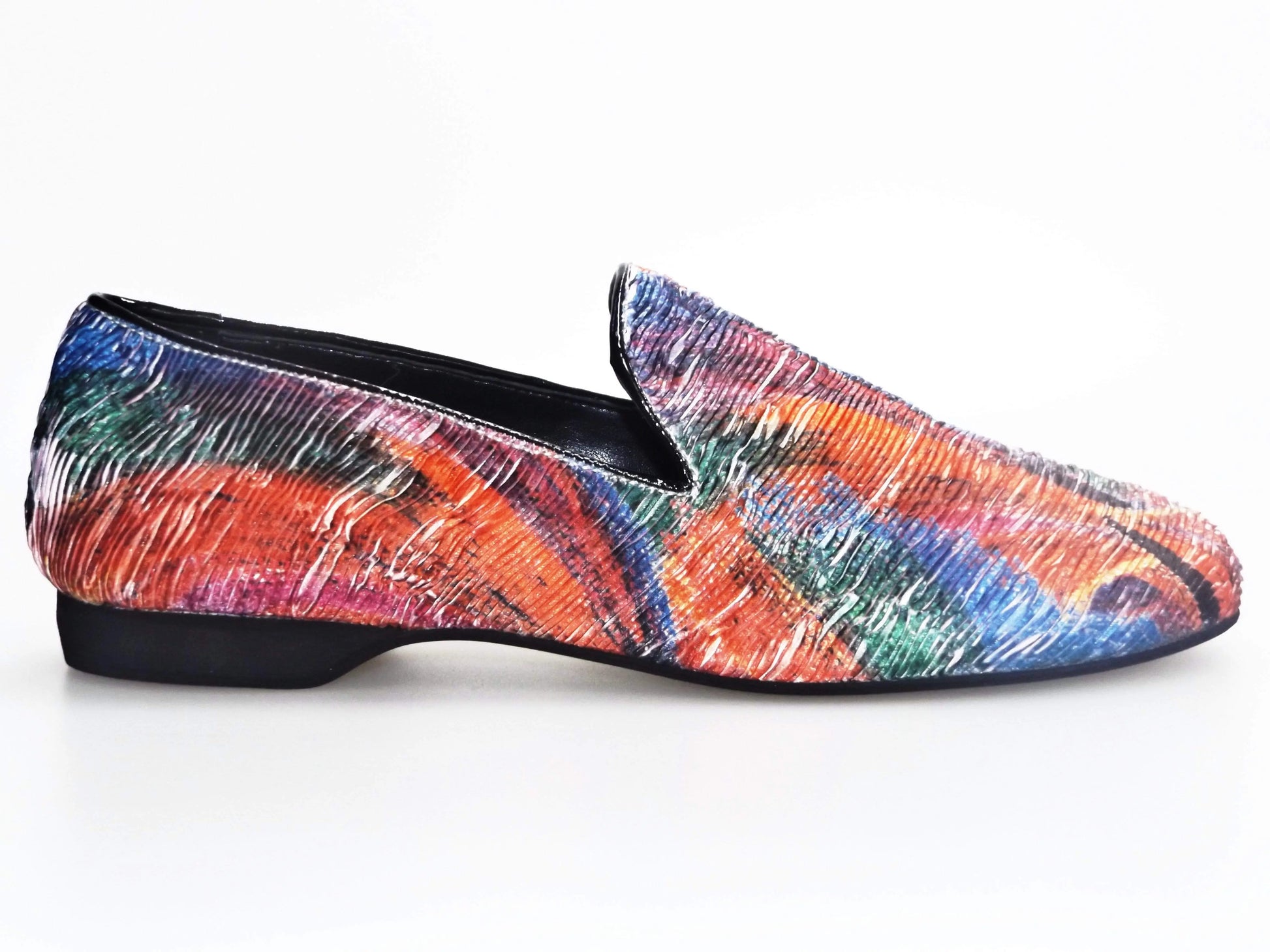 Scarpa mocassino da uomo Wishdance Serse (800) in tessuto lavorato stile Van Gogh, dettaglio colorato e artistico