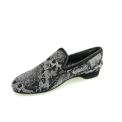 Scarpa da uomo Viper Black Wishdance in camoscio nero con Swarovski bianchi e neri, suola in gomma.