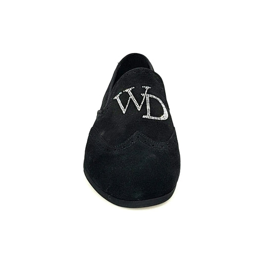 Mocassino da uomo in camoscio nero Wishdance con dettagli Swarovski Boreali, elegante e di alta qualità.