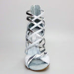 Load image into Gallery viewer, Wishdance Sandalo alto da Donna in Pelle Bianca e Argento
