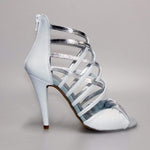 Load image into Gallery viewer, Wishdance Sandalo alto da Donna in Pelle Bianca e Argento
