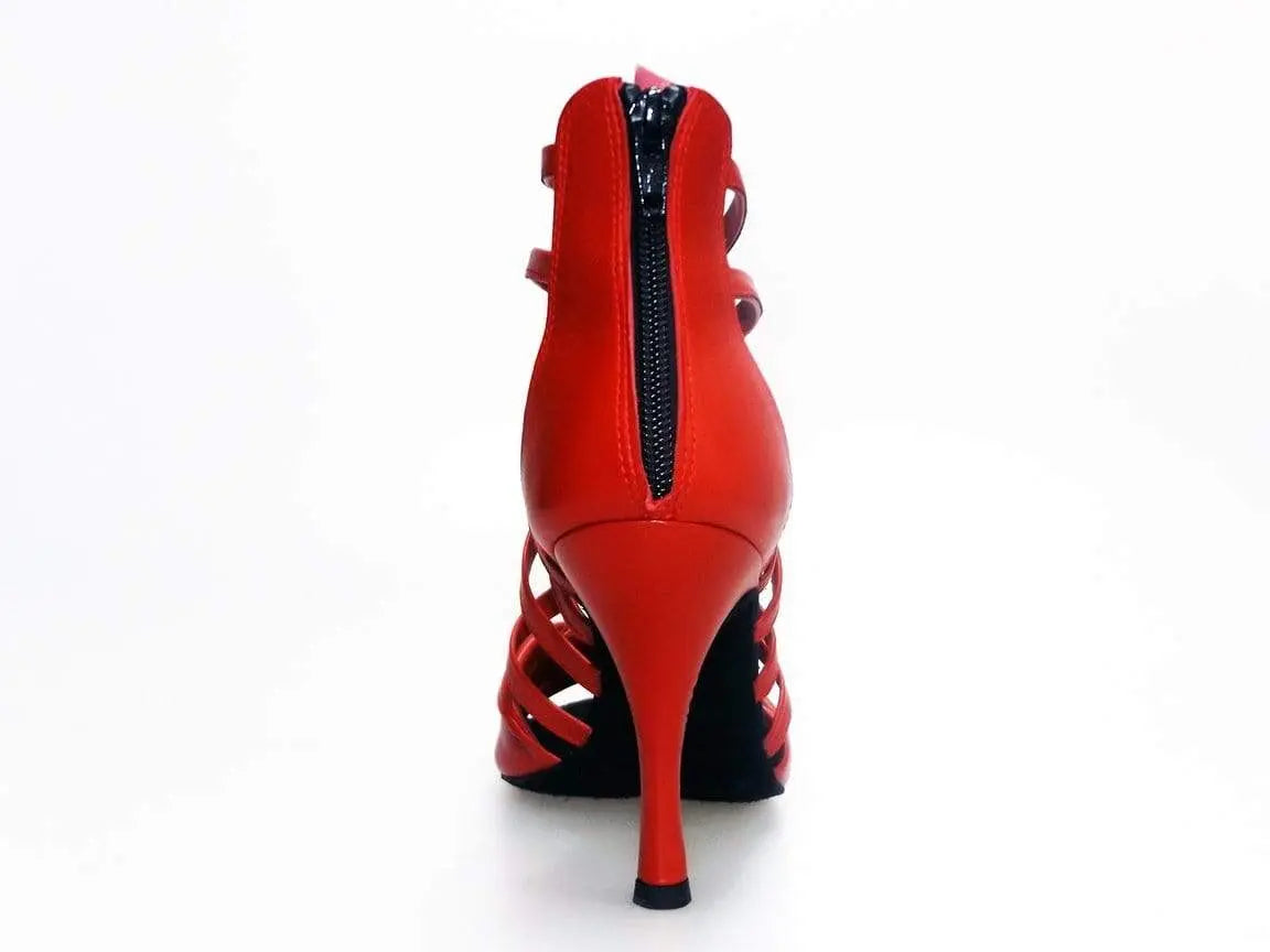 Sandalo alto da donna Wishdance Natalia in pelle rossa, con tacco e design elegante, visibile in dettaglio nell'immagine.