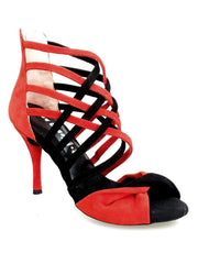 Load image into Gallery viewer, Wishdance Sandalo da Donna in Camoscio Rosso e Nero
