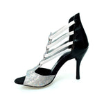 Load image into Gallery viewer, Wishdance Sandalo da Donna in Pelle Nera e Multicolor con Fascette Argento

