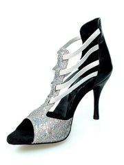 Carica immagine nella Galleria, Wishdance Sandalo da Donna in Pelle Nera e Multicolor con Fascette Argento
