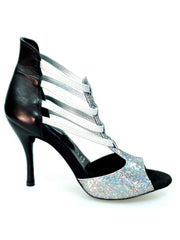 Carica immagine nella Galleria, Wishdance Sandalo da Donna in Pelle Nera e Multicolor con Fascette Argento
