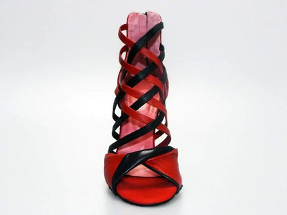 Sandalo donna Wishdance Natalia (360) in pelle rossa e nera, con cinturino e design elegante, scarpa estiva femminile.