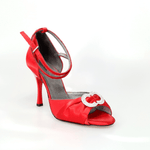 Load image into Gallery viewer, Wishdance Sandalo In Raso Rosso con inserto strassato e Tacco a Spillo
