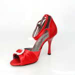 Load image into Gallery viewer, Wishdance Sandalo In Raso Rosso con inserto strassato e Tacco a Spillo
