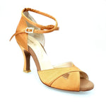 Carica immagine nella Galleria, Wishdance Scarpa Basica da donna in Raso Bronzo con Cinturino doppio sulla caviglia
